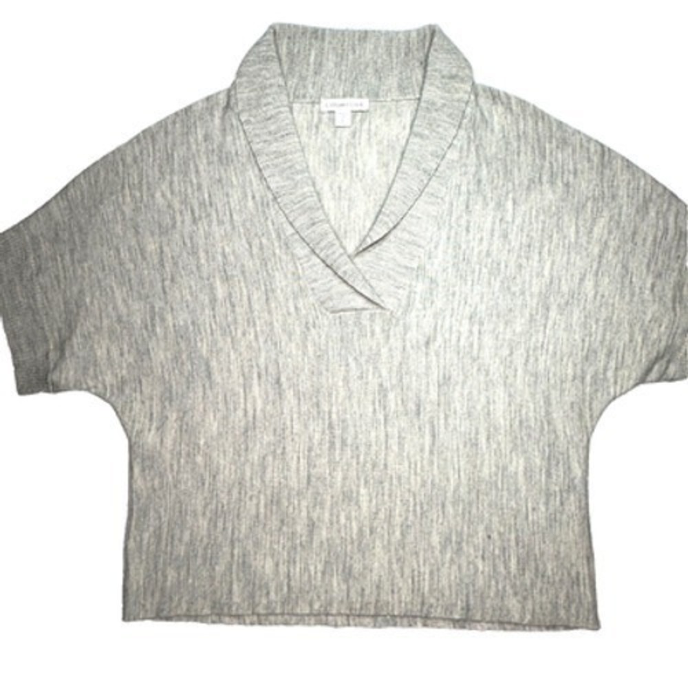 Coldwater Creek Sweater Sz XL Gray‎ Merino Wool Blend Short Sleeve Shawl V-Neck